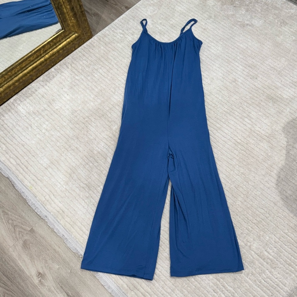 Blue Flowy Jumpsuit with Pockets Size S